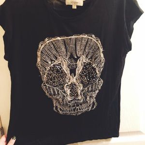 Bling & lace skull tee
